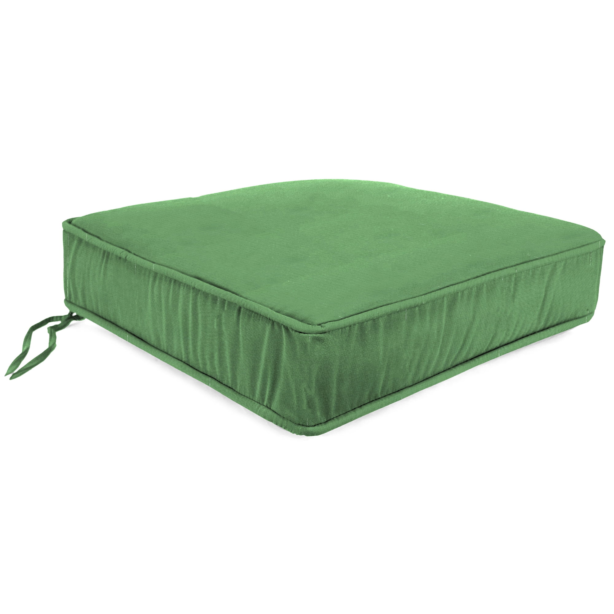 Jordan Manufacturing 22.5" x 22.5" Canvas Cucumber Green Solid Square Outdoor Deep Seat Cushion with Ties and Welt