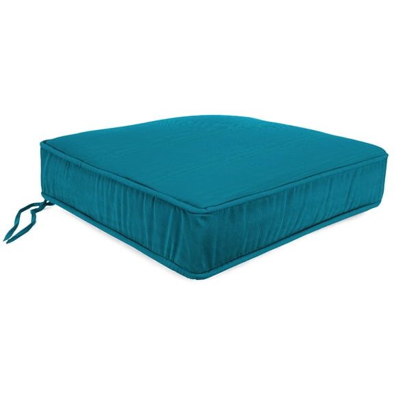 Jordan Manufacturing 22.5" x 22.5" Canvas Turquoise Solid Square Outdoor Deep Seat Cushion with Ties and Welt