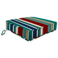 thumbnail image 1 of Jordan Manufacturing 22.5" x 22.5" Colonial Element Teal Stripe Square Outdoor Deep Seat Cushion with Ties and Welt, 1 of 9