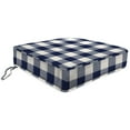 thumbnail image 1 of Jordan Manufacturing 22.5" x 22.5" Navy Buffalo Check Square Outdoor Deep Seat Cushion with Ties and Welt, 1 of 11