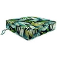 thumbnail image 1 of Jordan Manufacturing 22.5" x 22.5" Seneca Navy Leaves Square Outdoor Deep Seat Cushion with Ties and Welt, 1 of 10
