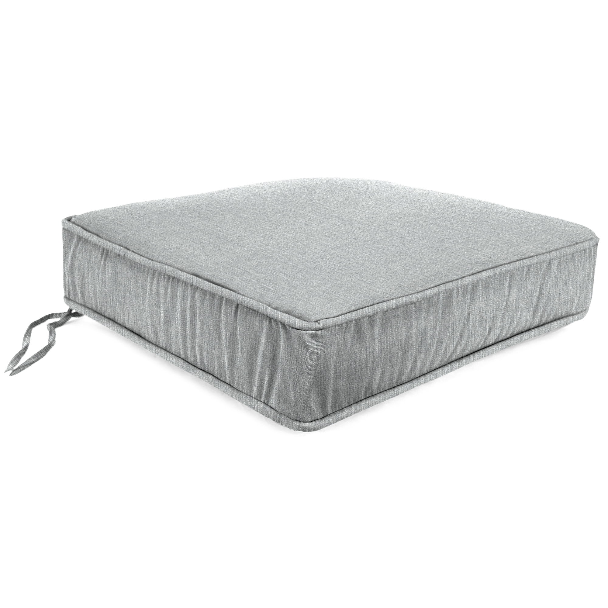 Jordan Manufacturing 22.5" x 22.5" Tahiti Gray Solid Square Outdoor Deep Seat Cushion with Ties and Welt