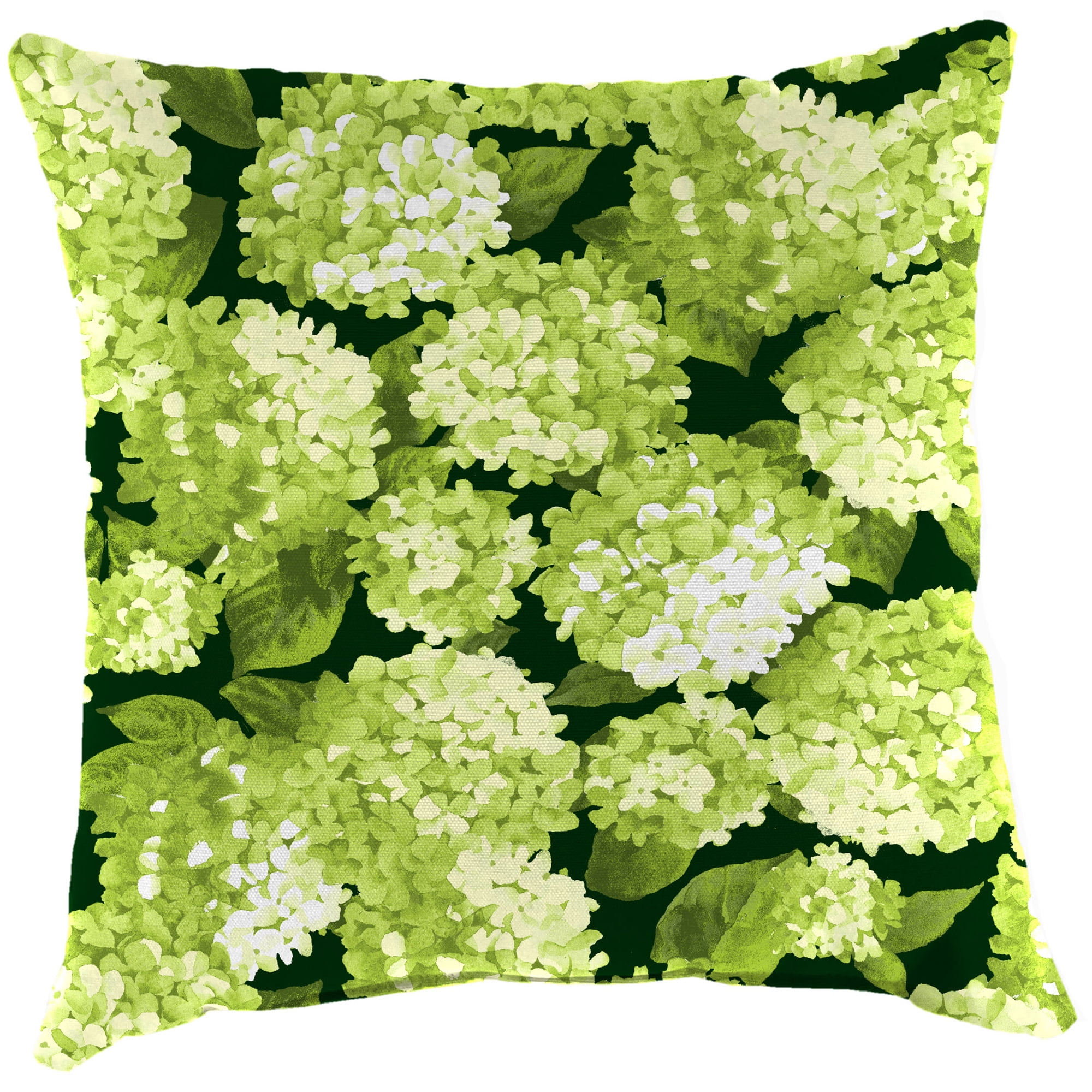 Jordan Manufacturing 22" x 22" Hydrangea Forest Green Floral Square Outdoor Throw Pillow (2 Pack)