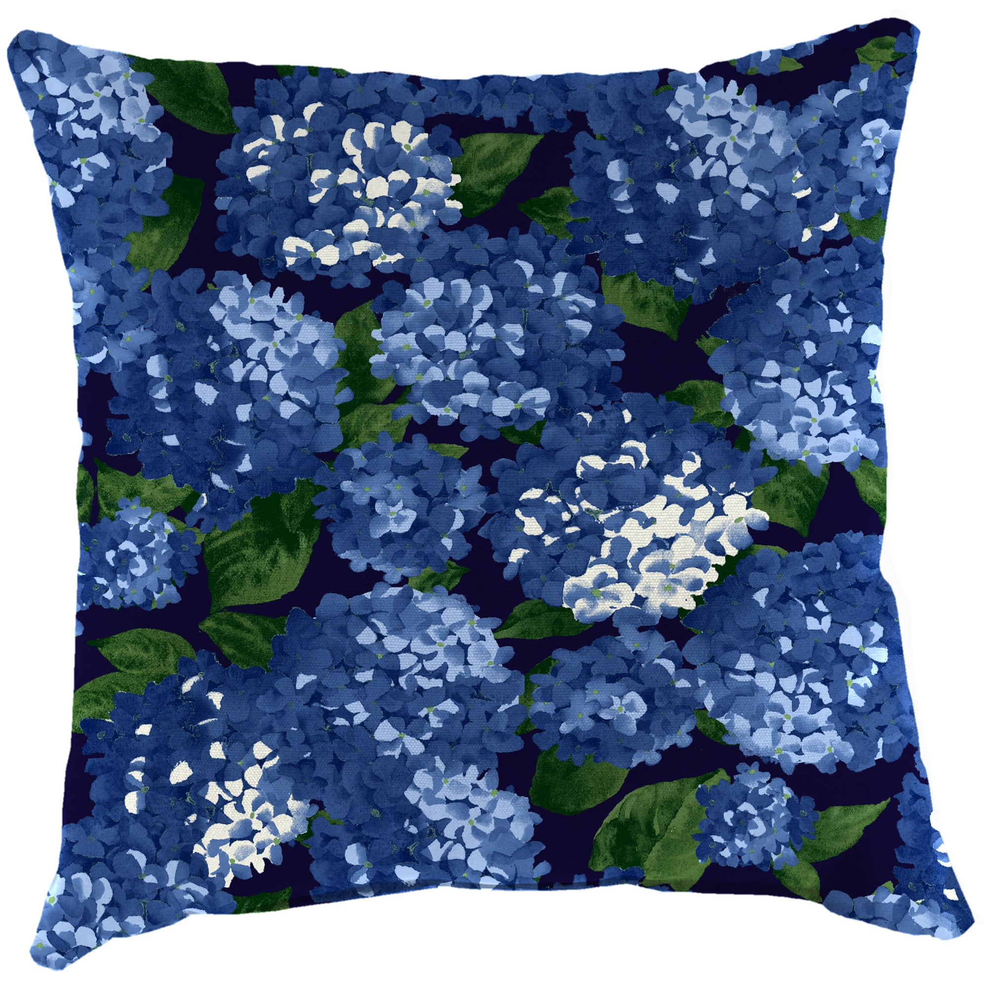 Jordan Manufacturing 22" x 22" Hydrangea Midnight Navy Floral Square Outdoor Throw Pillow (2 Pack)