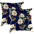 thumbnail image 1 of Jordan Manufacturing 22" x 22" Rose Garden Navy Floral Square Outdoor Throw Pillow (2 Pack), 1 of 10