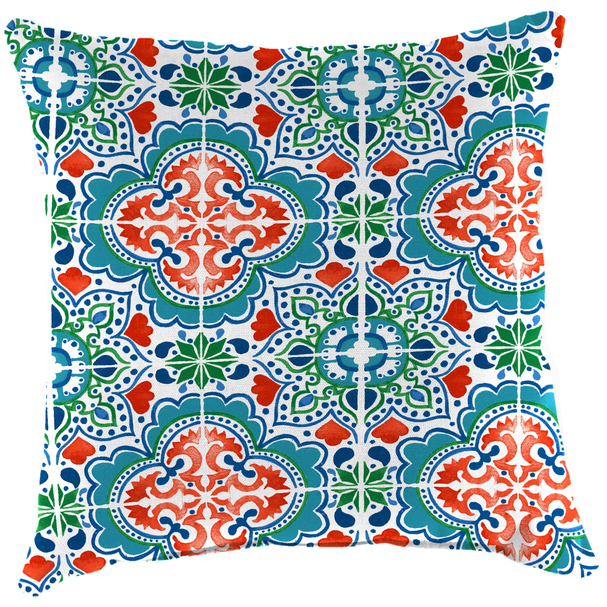 Jordan Manufacturing 22" x 22" Talavera Aqua Medallion Square Outdoor Throw Pillow (2 Pack)