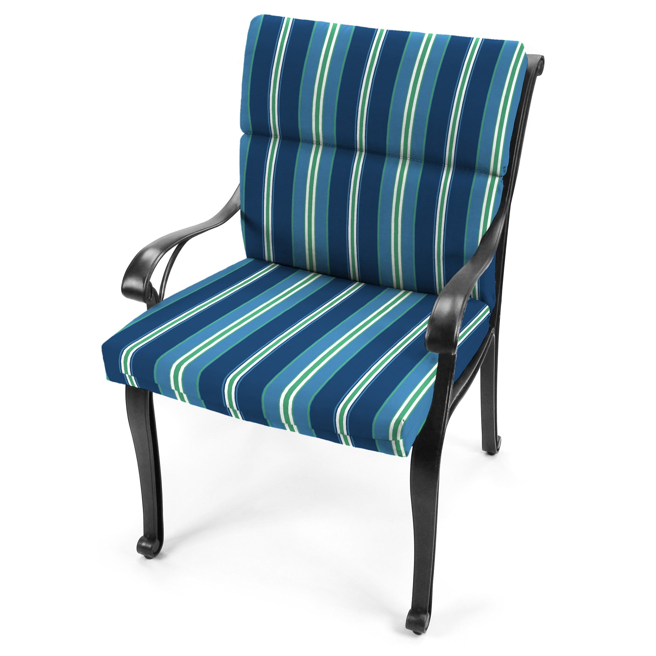 Jordan Manufacturing 22" x 44" Blue Stripe Outdoor Chair Cushion with