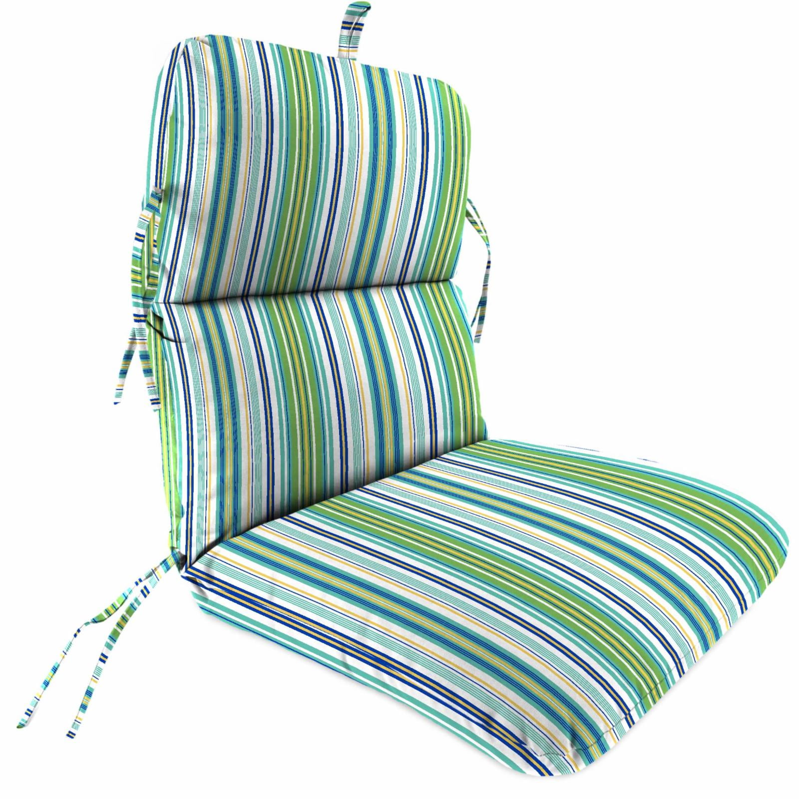 Jordan Manufacturing 22" x 45" Blue Stripe Outdoor Chair Cushion with Ties and Loop 45'' L x