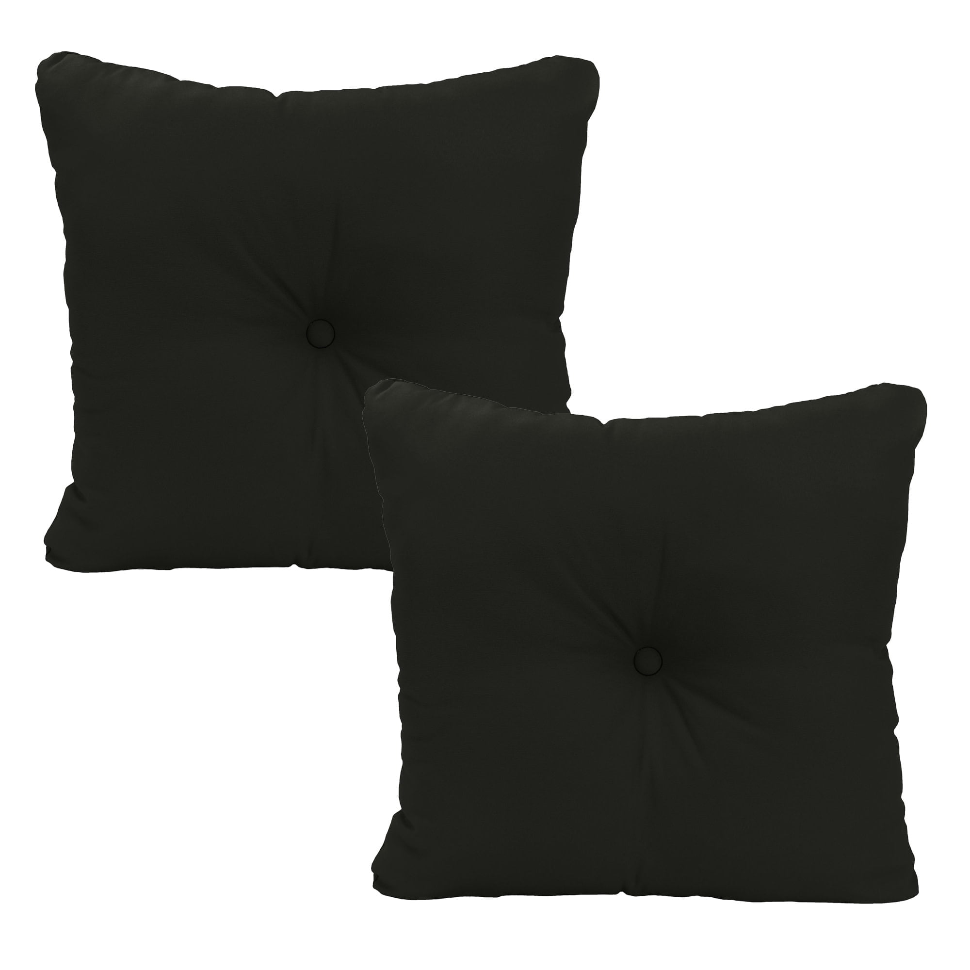 Jordan Manufacturing 23.5" x 24" Canvas Black Solid Square Tufted Outdoor Deep Seat Chair Back Cushion with Fabric Button (2 Pack)