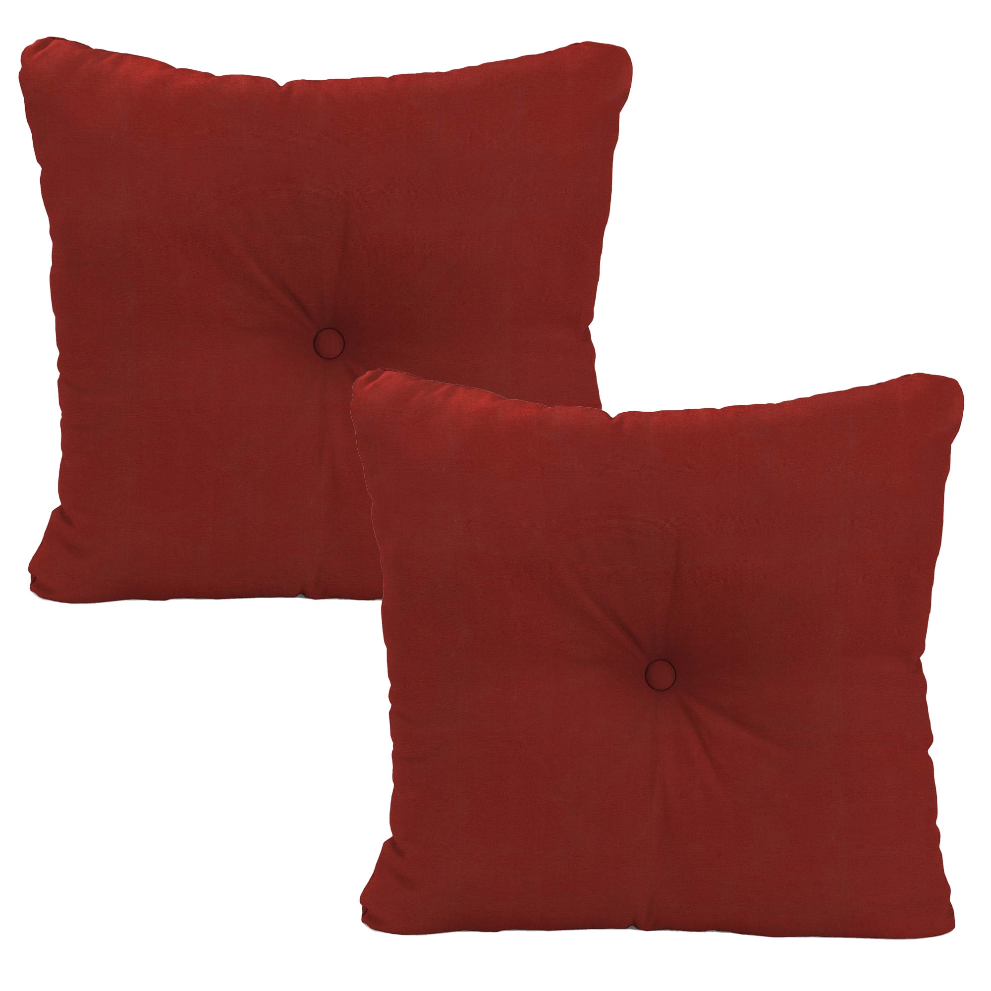 Jordan Manufacturing 23.5" x 24" Canvas Brick Red Solid Square Tufted Outdoor Deep Seat Chair Back Cushion with Fabric Button (2 Pack)