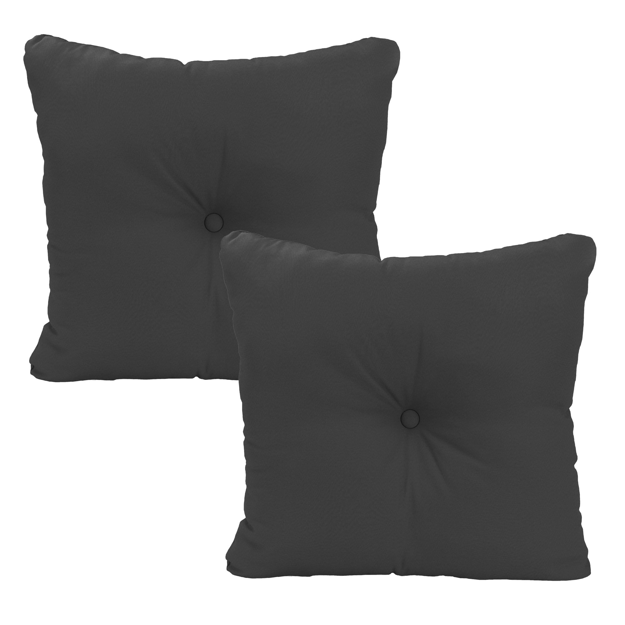 Jordan Manufacturing 23.5" x 24" Canvas Charcoal Solid Square Tufted Outdoor Deep Seat Chair Back Cushion with Fabric Button (2 Pack)