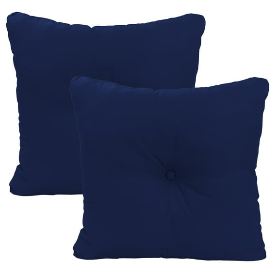 Jordan Manufacturing 23.5" x 24" Canvas Navy Solid Square Tufted Outdoor Deep Seat Chair Back Cushion with Fabric Button (2 Pack)