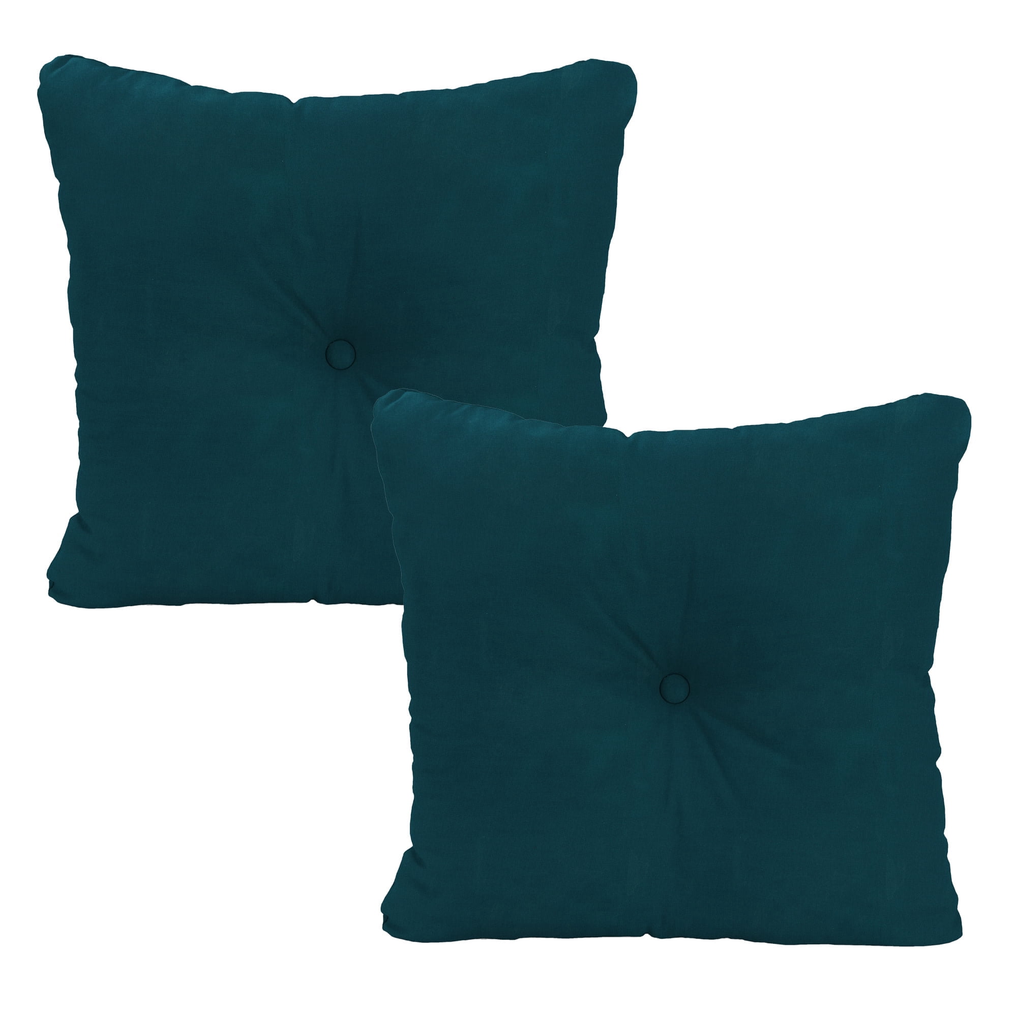 Jordan Manufacturing 23.5" x 24" Canvas Teal Solid Square Tufted Outdoor Deep Seat Chair Back Cushion with Fabric Button (2 Pack)