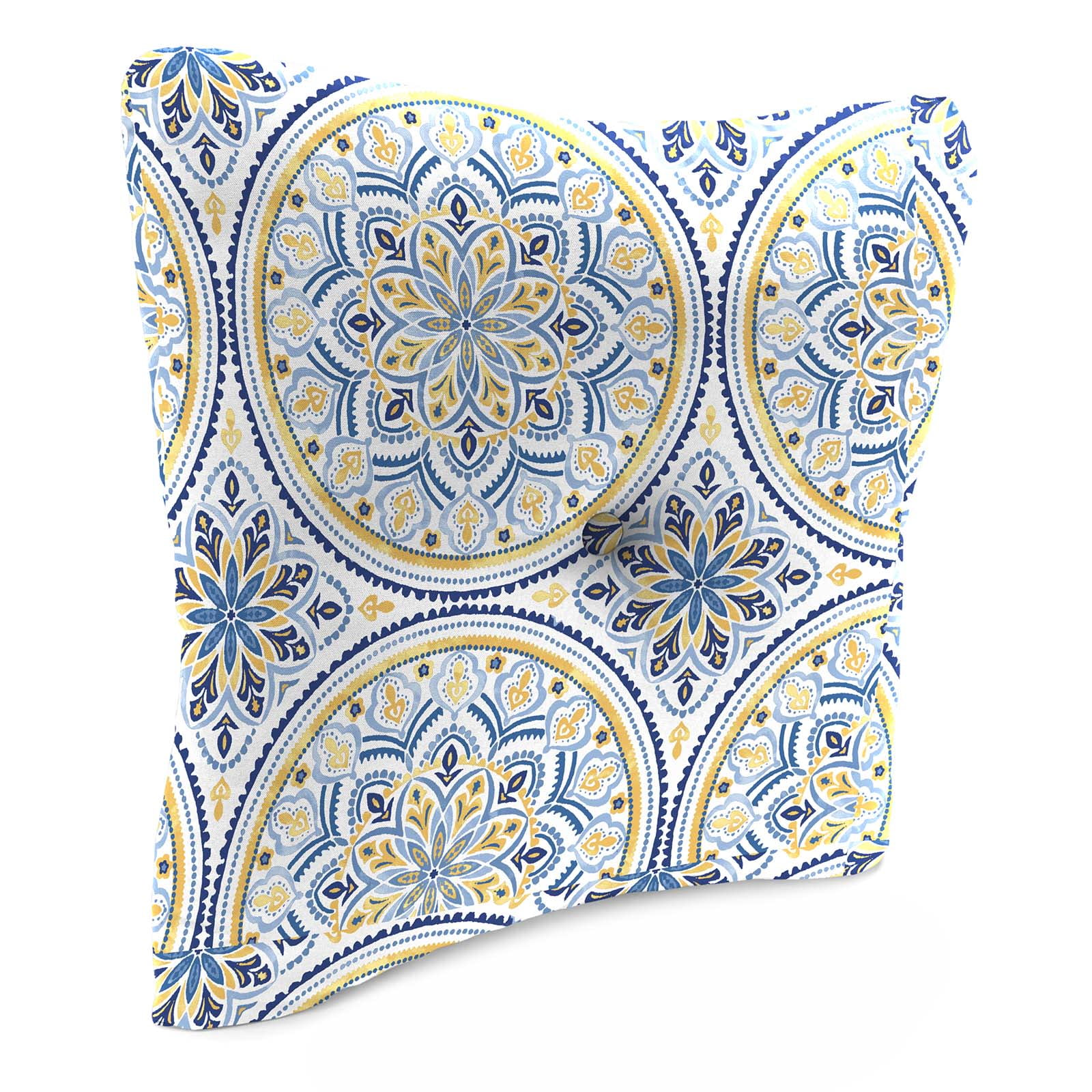 Jordan Manufacturing 23.5" x 24" Castille Multicolor Medallion Square Tufted Outdoor Deep Seat Chair Back Cushion with Fabric Button