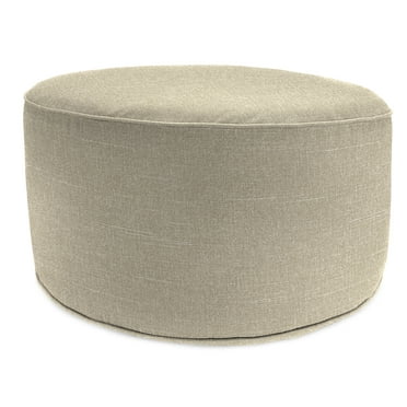Jordan Manufacturing 24" Tory Bisque Tan Solid Round Outdoor Pouf Ottoman with Welt