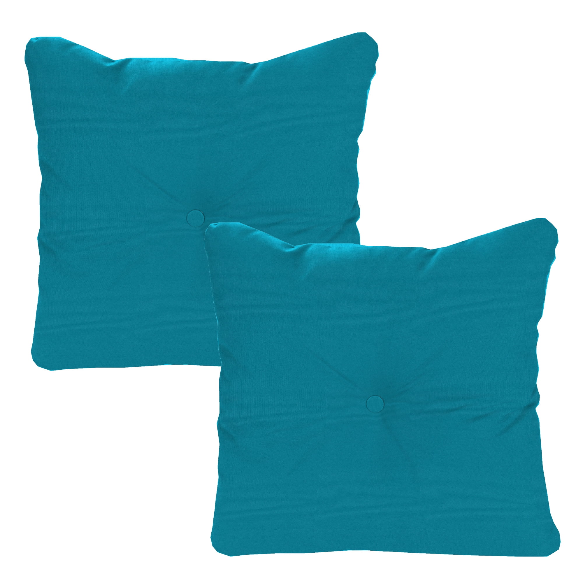Jordan Manufacturing 24" x 24" Canvas Turquoise Solid Square Tufted Outdoor Deep Seat Chair Back Cushion with Fabric Button (2 Pack)