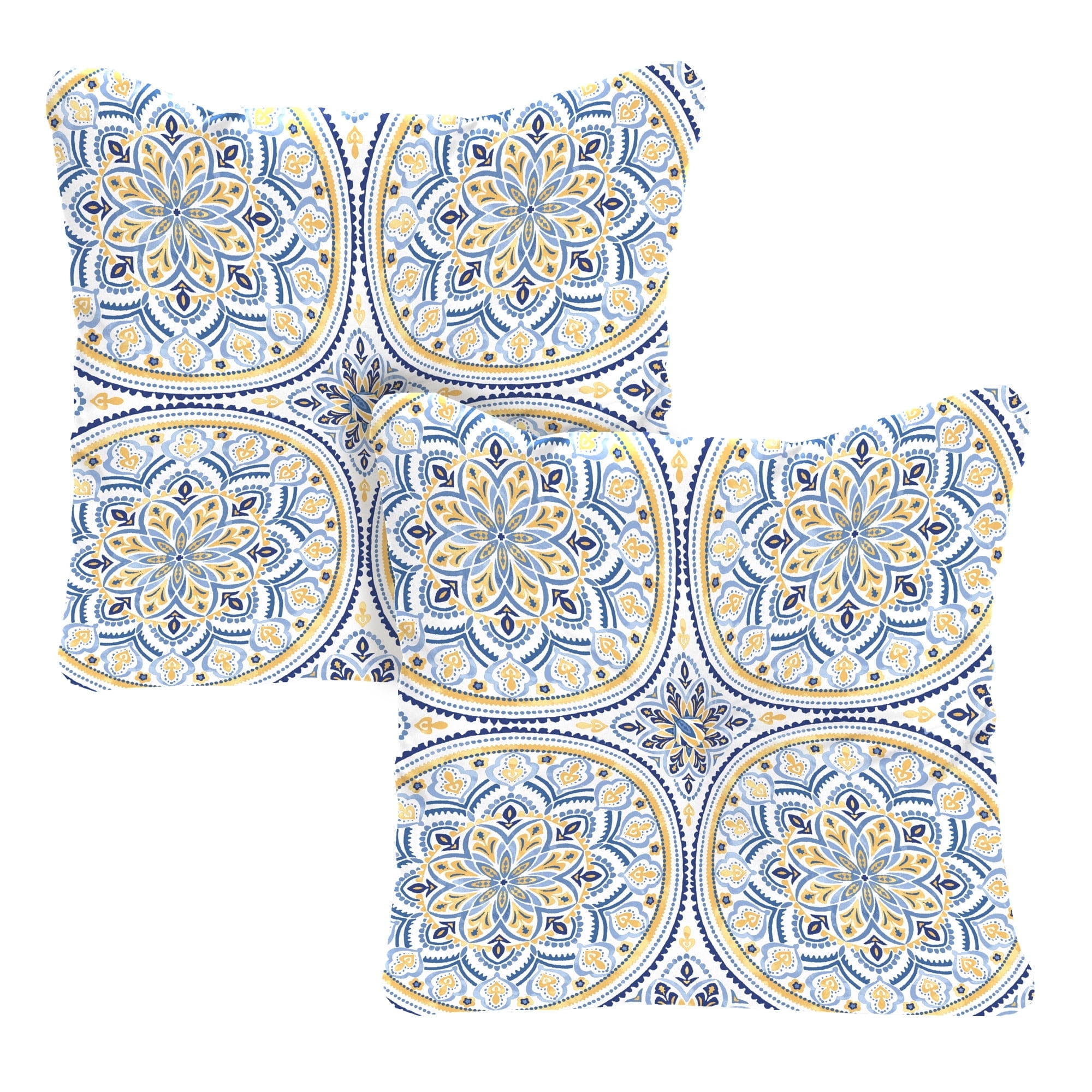 Jordan Manufacturing 24" x 24" Castille Multicolor Medallion Square Tufted Outdoor Deep Seat Chair Back Cushion with Fabric Button (2 Pack)