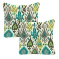 thumbnail image 1 of Jordan Manufacturing 24" x 24" Paso Turquoise Multicolor Ikat Square Tufted Outdoor Deep Seat Chair Back Cushion with Fabric Button (2 Pack), 1 of 10