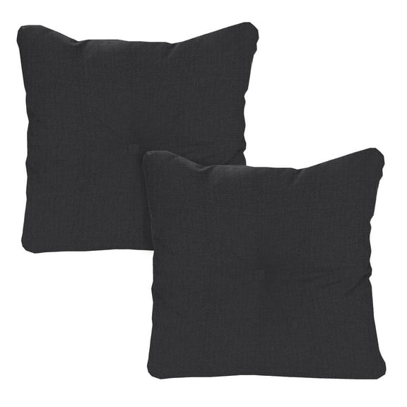 Jordan Manufacturing 24" x 24" Sorvino Ash Dark Gray Solid Square Tufted Outdoor Deep Seat Chair Back Cushion with Fabric Button (2 Pack)