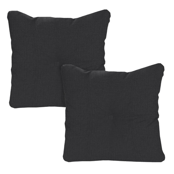 Jordan Manufacturing 24" x 24" Sorvino Ash Dark Gray Solid Square Tufted Outdoor Deep Seat Chair Back Cushion with Fabric Button (2 Pack)