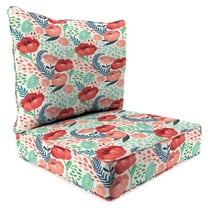 Jordan Manufacturing 24" x 46.5" Fragrant Crystal Cream Floral Boxed Edge Outdoor Deep Seat Chair Cushion Set with Welt