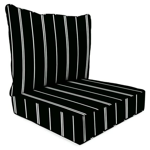 Jordan Manufacturing 24" x 47" Black Stripe Outdoor Deep Seat Chair Cushion Set