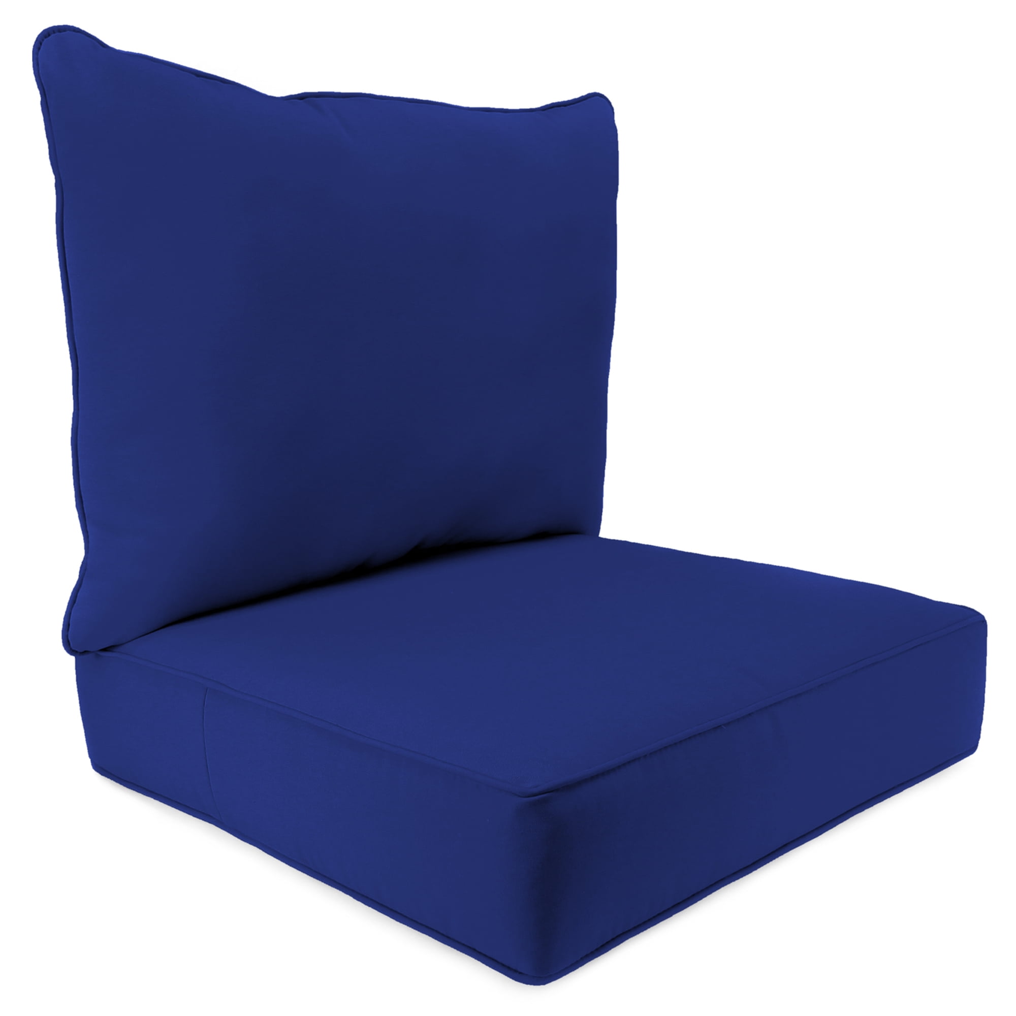 Free Shipping Jordan Manufacturing 26.5 x 24 Cobalt Blue Solid Outdoor 2PC Deep Seat Cushion with Ties Walmart