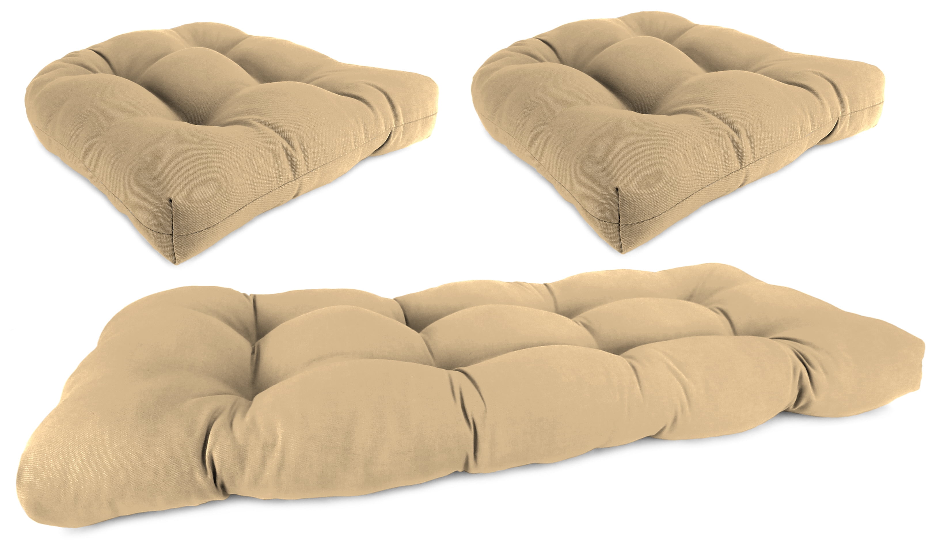 Jordan Manufacturing 3 Piece Indoor Outdoor Wicker Chair Cushion Set Antique Beige