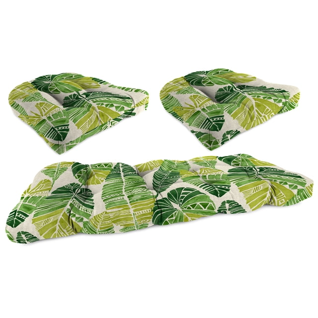 Jordan Manufacturing 3-Piece Hixon Palm Green Leaves Tufted Outdoor ...
