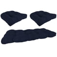 thumbnail image 1 of Jordan Manufacturing 3-Piece Rave Indigo Blue Solid Tufted Outdoor Cushion Set with 1 Wicker Bench Cushion and 2 Wicker Seat Cushions, 1 of 8