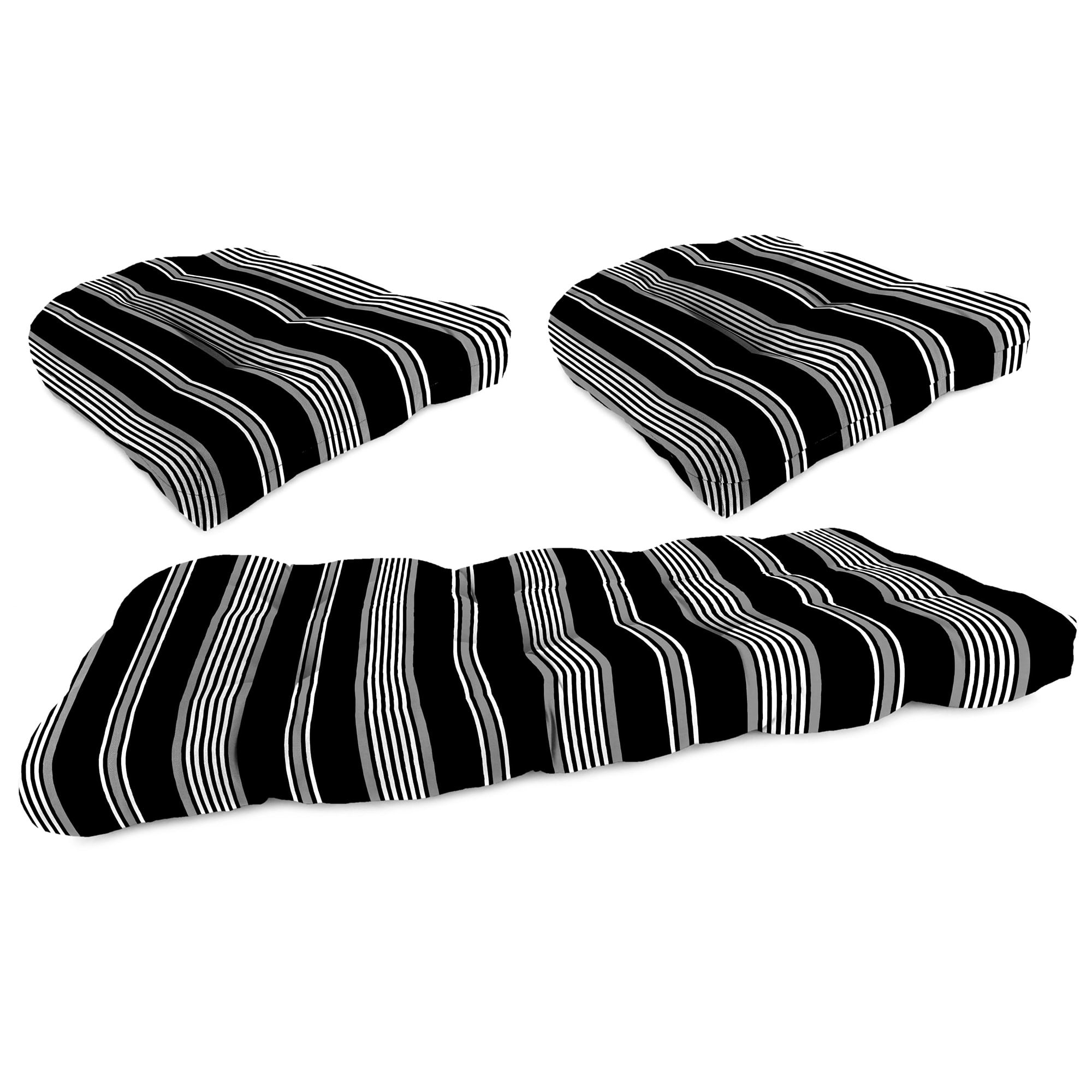 Reeder Black and White Striped Outdoor Cushion Set