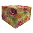 thumbnail image 1 of Jordan Manufacturing 34" x 25" Muree Primrose Red Floral Wedge Outdoor Pouf Ottoman with Welt, 1 of 9