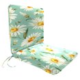 thumbnail image 1 of Jordan Manufacturing 37" x 19" Daphne Iceberg Aqua Floral Rectangular Outdoor Chair Cushion with Ties, 1 of 8