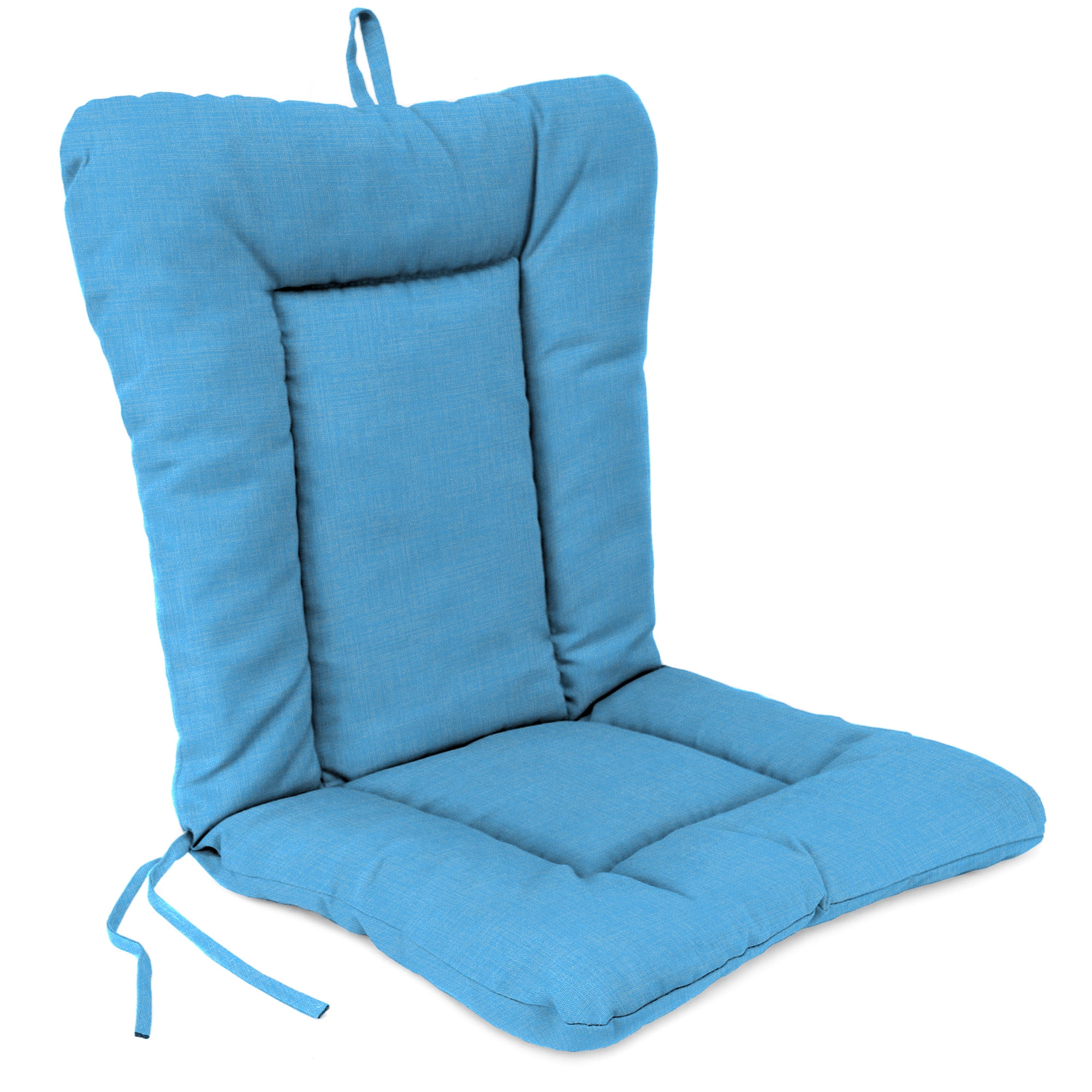 Jordan Manufacturing 38" x 21" Celosia Ice Blue Crosshatch Rectangular Outdoor Wrought Iron Chair Cushion with Ties and Hanger Loop