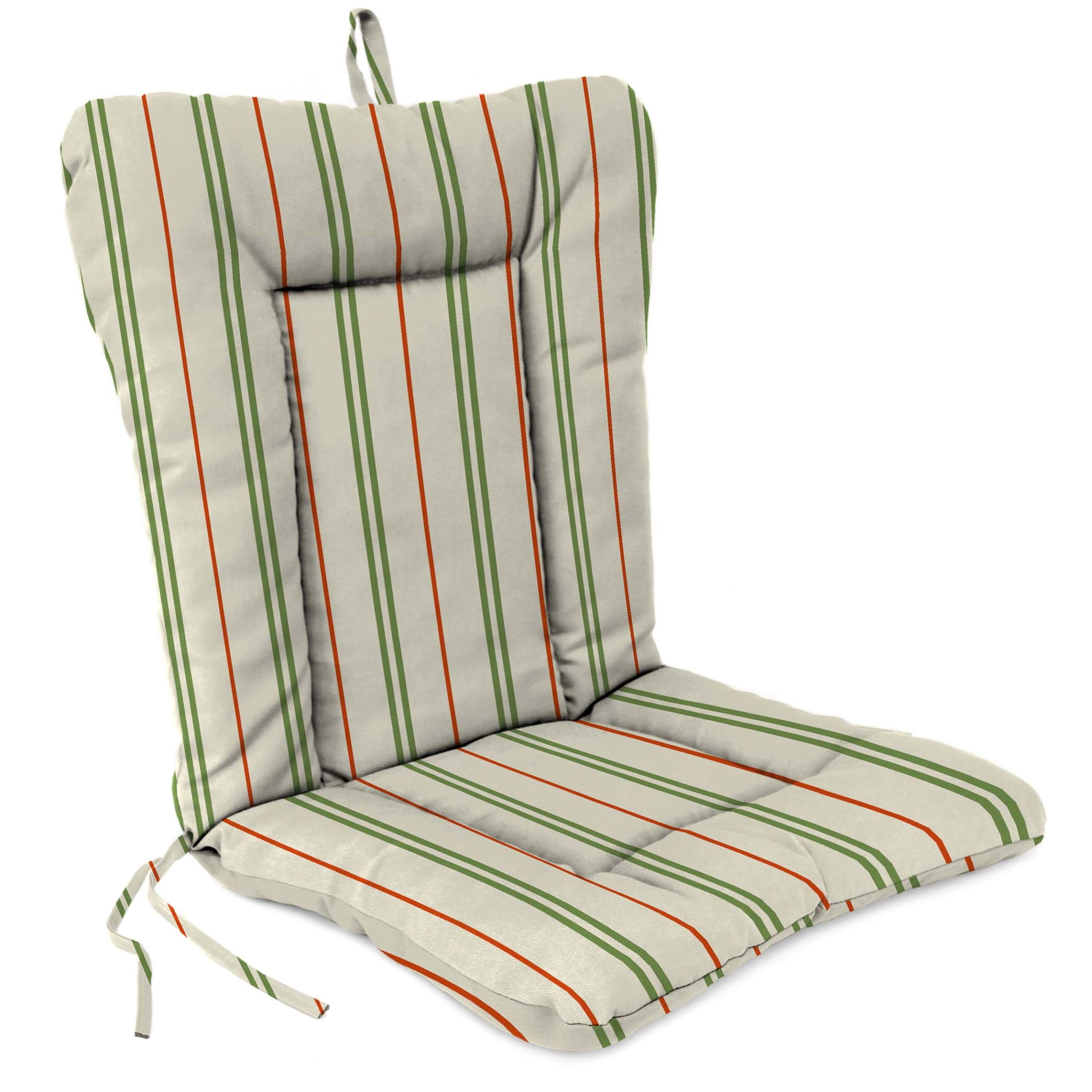 Jordan Manufacturing 38" x 21" Gallan Cedar Grey Stripe Rectangular Outdoor Wrought Iron Chair Cushion with Ties and Hanger Loop