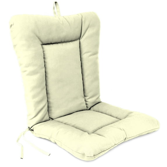 Jordan Manufacturing 38" x 21" Ivory Solid Rectangular Outdoor Wrought Iron Chair Cushion with Ties and Hanger Loop
