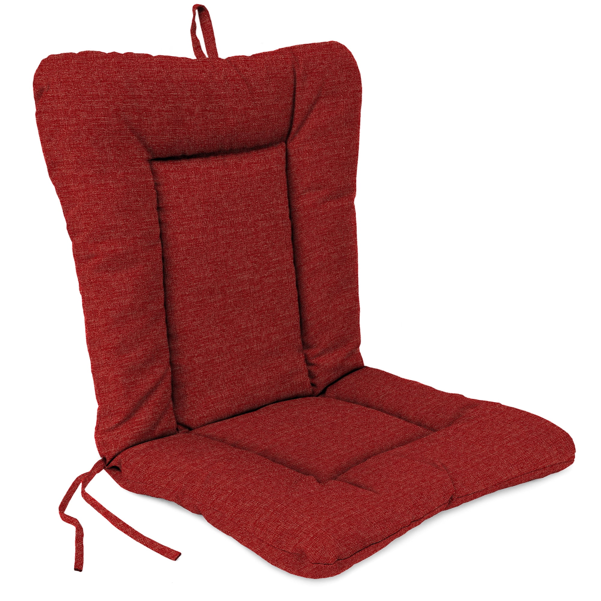 Jordan Manufacturing 38" x 21" Posh Saucy Red Crosshatch Rectangular Outdoor Wrought Iron Chair Cushion with Ties and Hanger Loop
