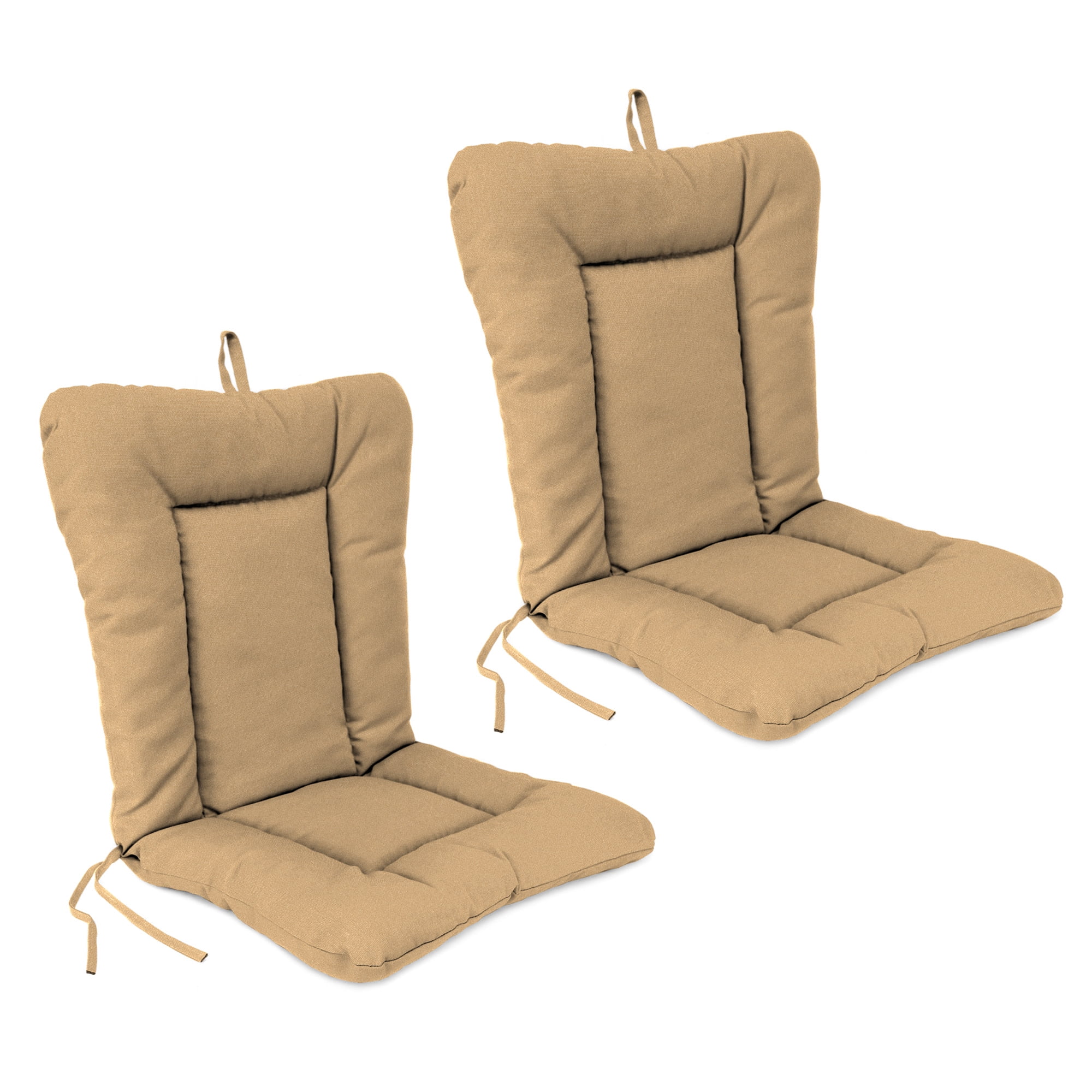 Jordan Manufacturing 38" x 21" Rave Birch Tan Solid Rectangular Outdoor Wrought Iron Chair Cushion with Ties and Hanger Loop (2 Pack)