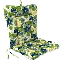 Jordan Manufacturing 38" x 21" Rebecca Asparagus Green Floral Rectangular Outdoor Wrought Iron Chair Cushion with Ties and Hanger Loop
