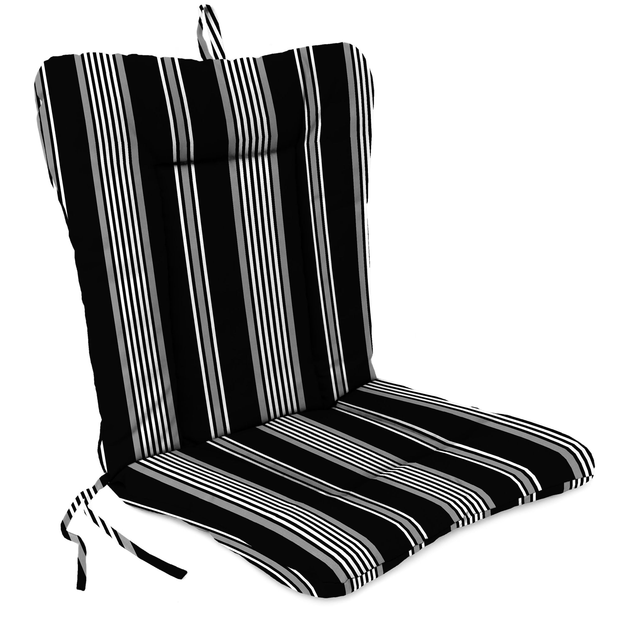 Jordan Manufacturing 38" x 21" Reeder Black Stripe Rectangular Outdoor Wrought Iron Chair Cushion with Ties and Hanger Loop
