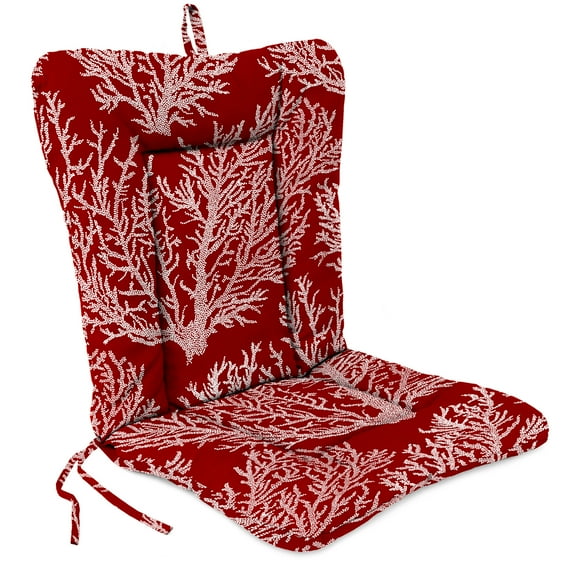 Jordan Manufacturing 38" x 21" Seacoral Red Nautical Rectangular Outdoor Chair Cushion with Ties and Hanger Loop