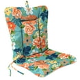 thumbnail image 1 of Jordan Manufacturing 38" x 21" Senorita Pelican Turquoise Floral Rectangular Outdoor Wrought Iron Chair Cushion with Ties and Hanger Loop, 1 of 13