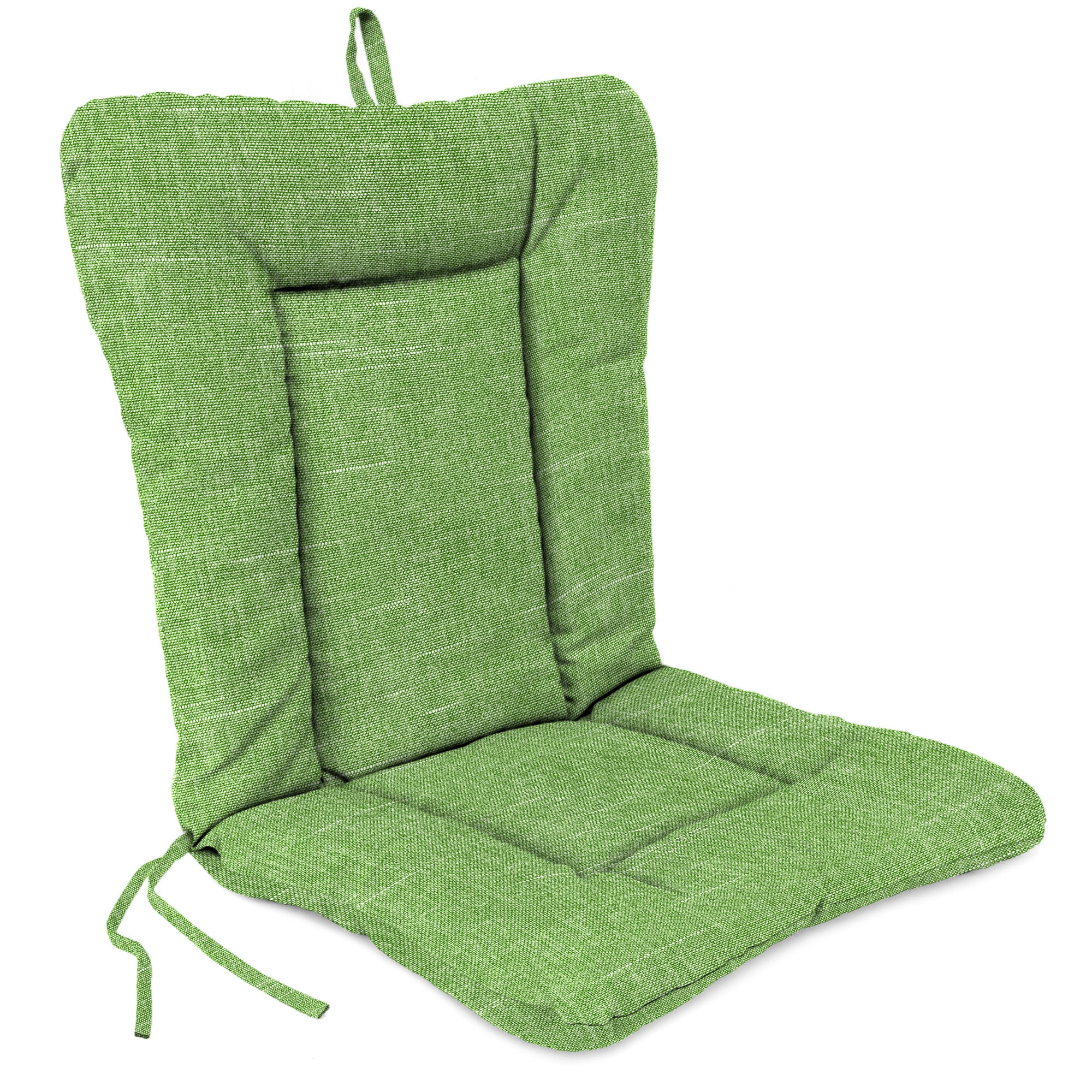Jordan Manufacturing 38" x 21" Tory Palm Green Crosshatch Rectangular Outdoor Wrought Iron Chair Cushion with Ties and Hanger Loop