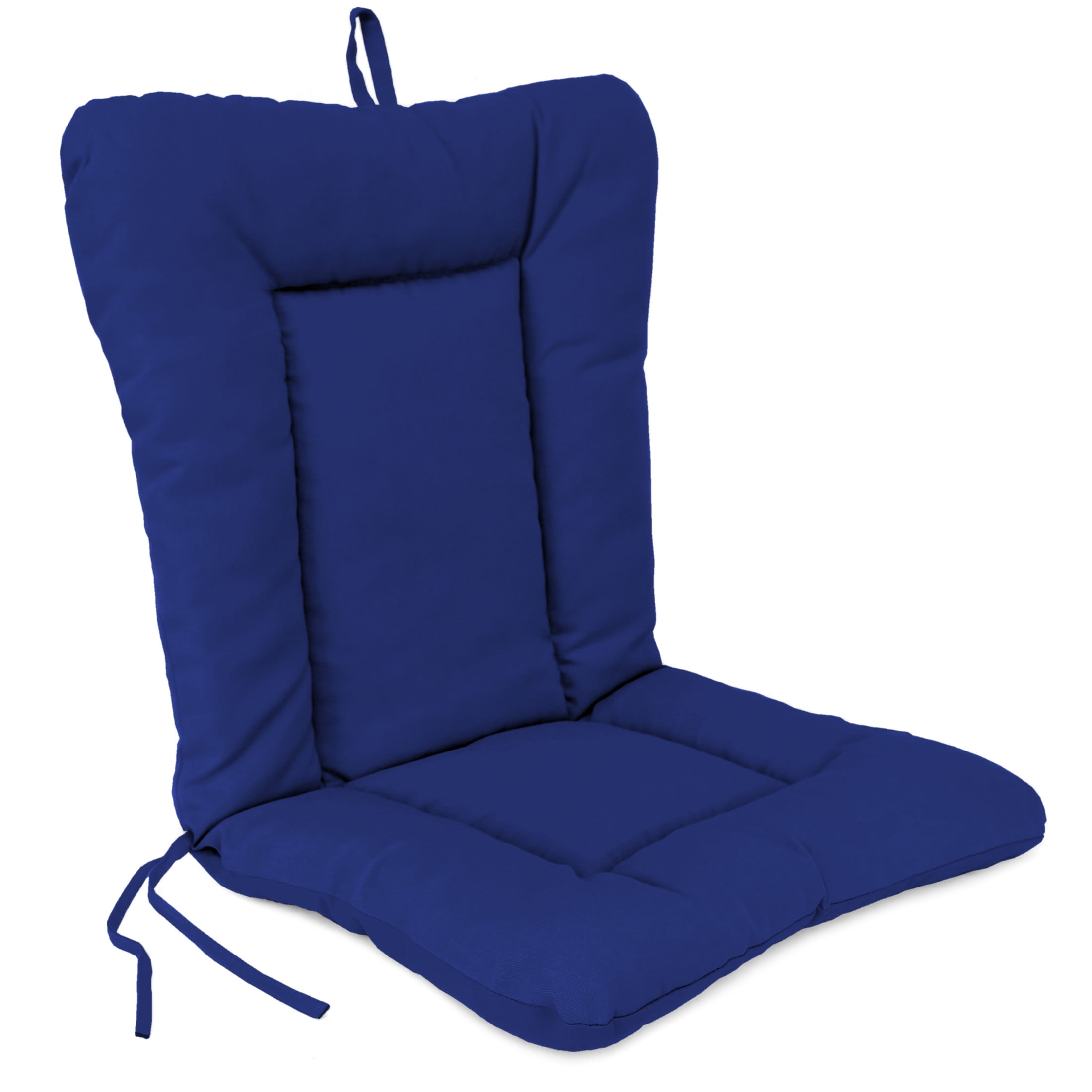 Jordan Manufacturing 38" x 21" Veranda Cobalt Blue Solid Rectangular Outdoor Wrought Iron Chair Cushion with Ties and Hanger Loop