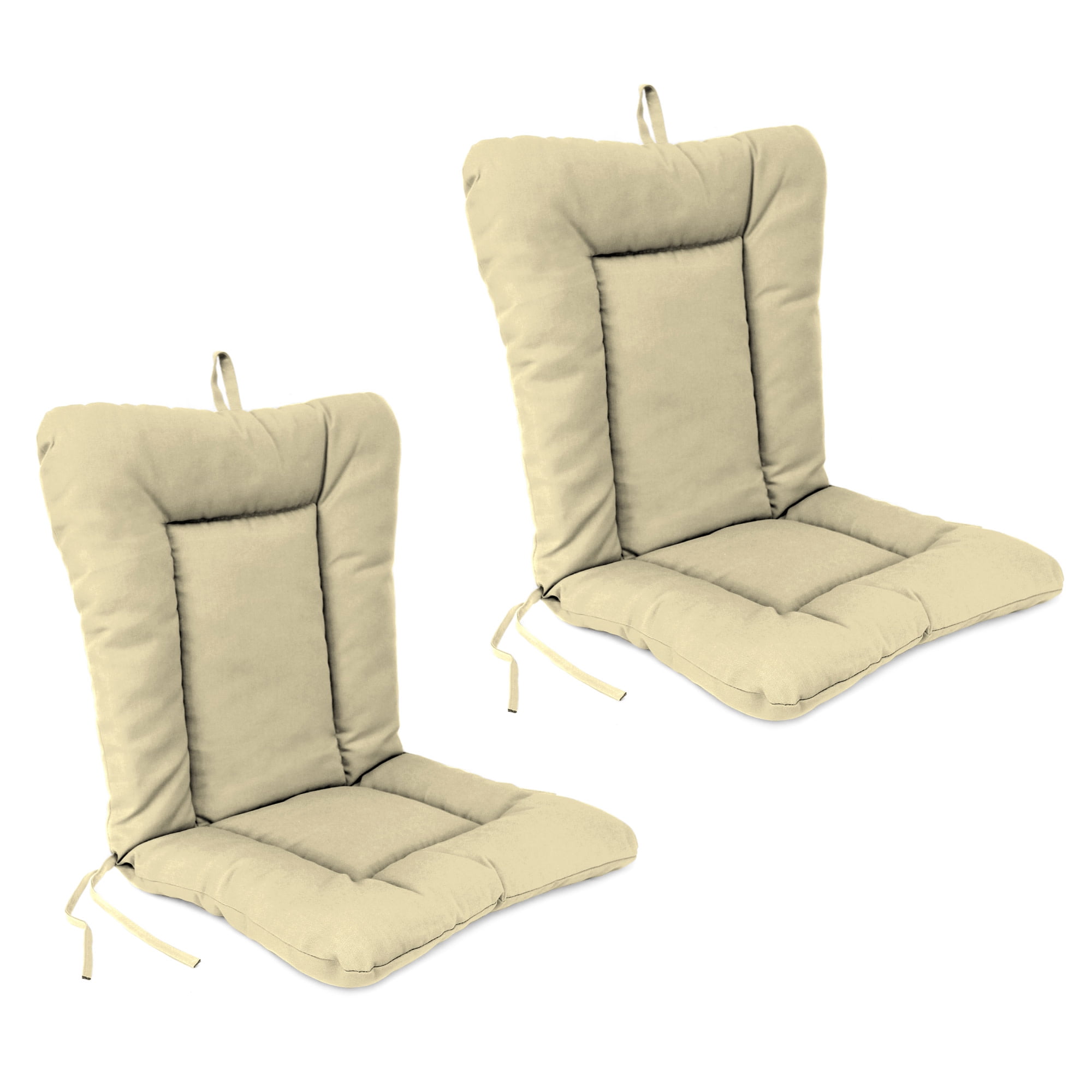 Jordan Manufacturing 38" x 21" Veranda Tan Solid Rectangular Outdoor Wrought Iron Chair Cushion with Ties and Hanger Loop (2 Pack)