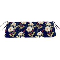 Jordan Manufacturing 40" x 20" Rose Garden Navy Floral Rectangular Outdoor Settee Swing Bench Cushion with Ties