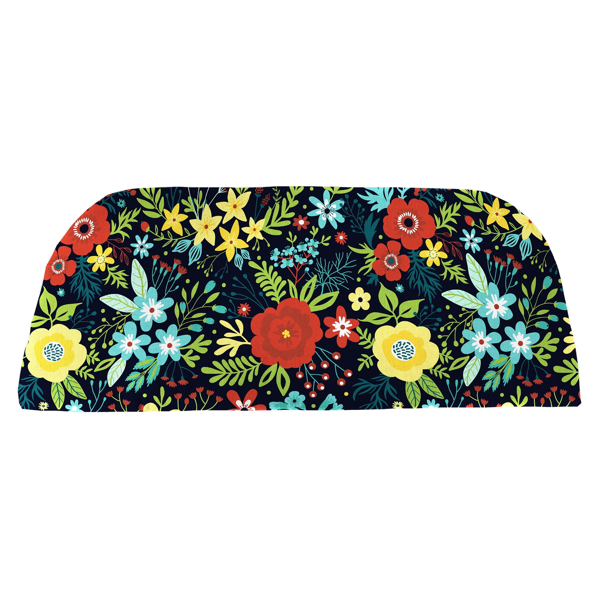 Jordan Manufacturing 41.75" x 18.75" Black Floral Rectangular Contoured Outdoor Settee Swing Bench Cushion