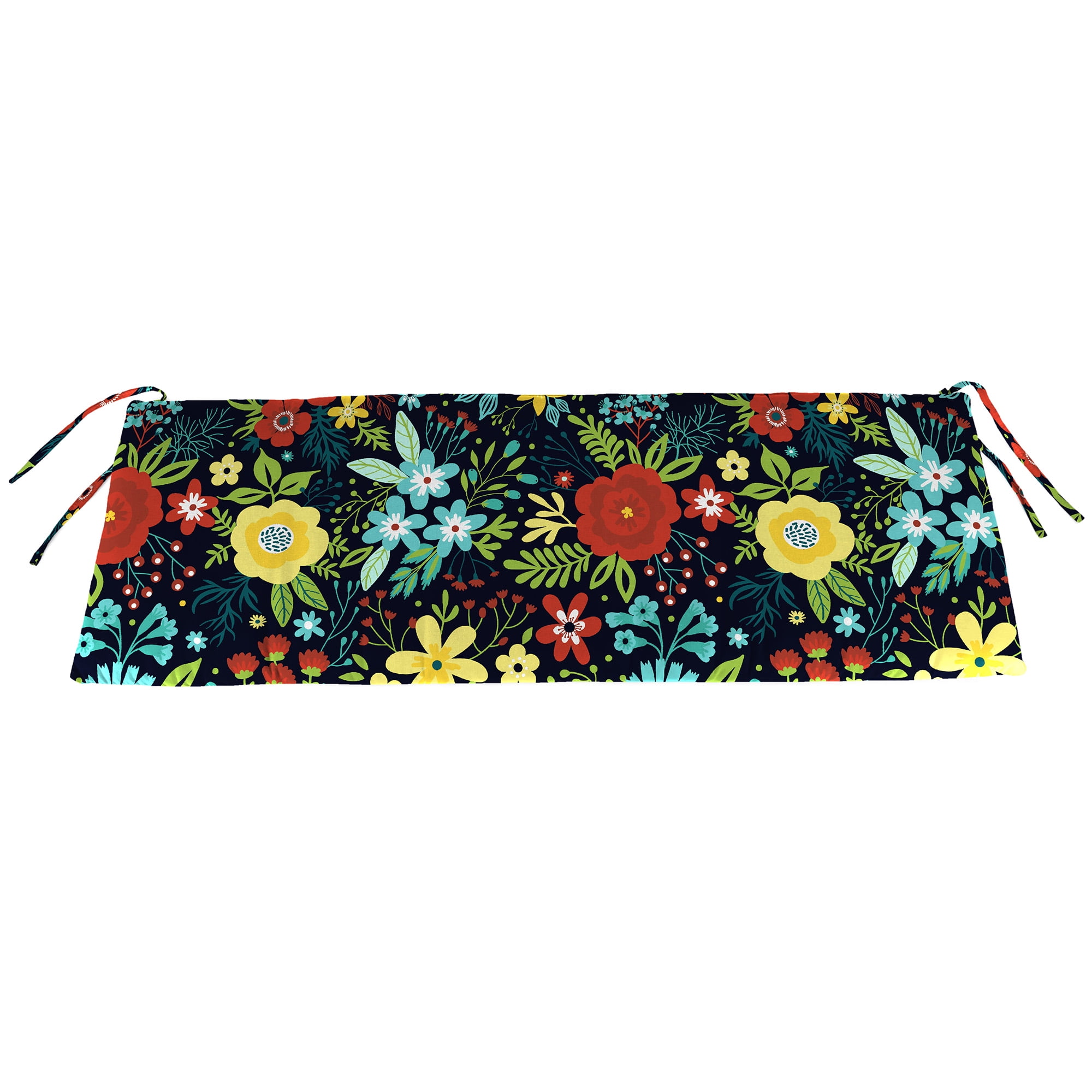 Jordan Manufacturing 41 x 17 Black Floral Rectangular Outdoor Settee Swing Bench Cushion with Ties Walmart
