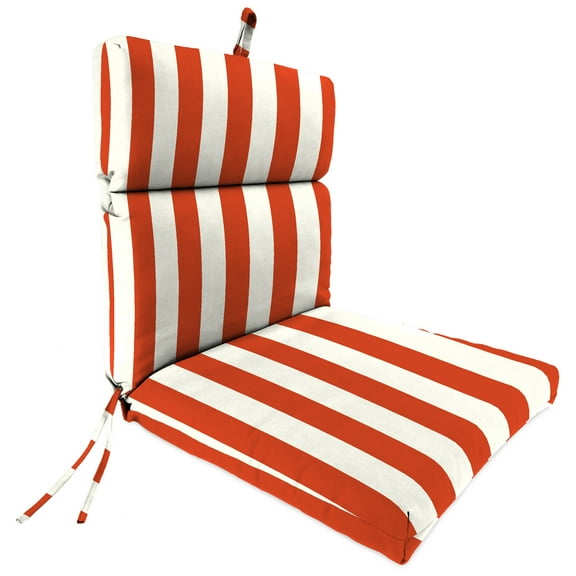 Jordan Manufacturing 42" x 20" Congo Gourd Orange and White Stripe Rectangular Outdoor Chair Cushion with Ties and Hanger Loop
