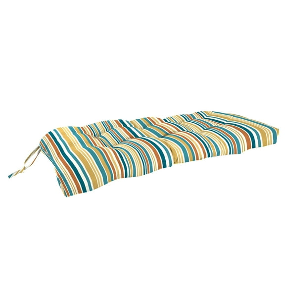 Jordan Manufacturing 43" x 19" French Edge Wicker Outdoor Bench Cushion with Ties - 19'' L x 43'' W x 3'' H Boule Striped Bog